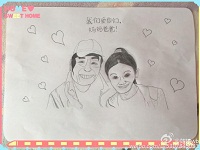 张艺谋老婆晒女儿手绘父母像：被丑哭