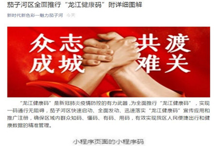 七台河茄子河区：全面推广注册“龙江健康码”