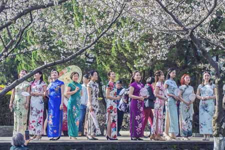 【组图】武汉樱花烂漫时 “两山”巾帼展英姿