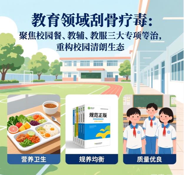 教育领域刮骨疗毒：聚焦校园餐、教辅、校服三大专项整治，重构校园清朗生态