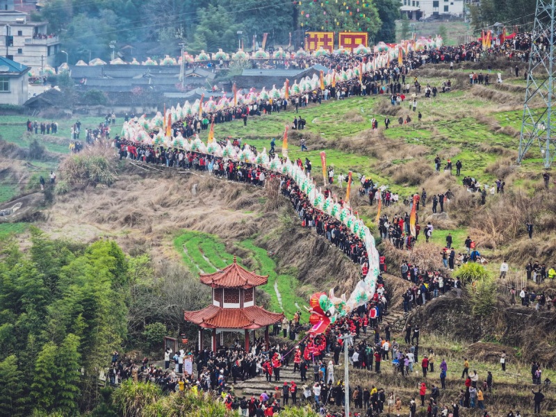 千米巨龙腾跃闹元宵 非遗盛宴燃动福建姑田古镇