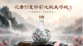 三千年福寿入画，六百载宫瓷成酿，优者粉彩九桃天球瓶珍藏酒面世